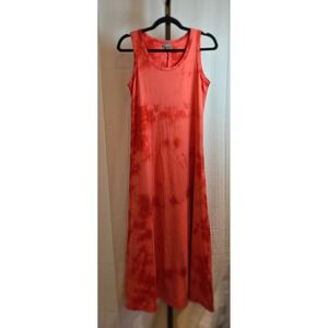 J.Jill‎ XS Maxi Dress Coral Sleeveless Tie Dye Casual Summer Sundress